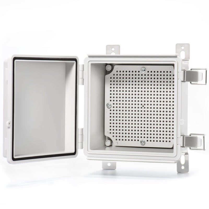 QILIPSU Waterproof Junction Box IP67 Outdoor Plastic Electrical Project Enclosure Weatherproof with Mounting Plate, Wall Brackets, Hinged Grey Cover 5.9"x5.9"x3.5" - Image 1